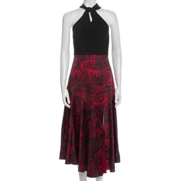 Ted Baker Dresses & Skirts - Ted Baker NWT Rosieo Mixed Media Halter Midi Dress Red Black Ted Size 1 / US 2